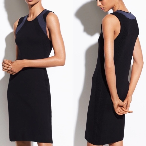 Vince Multi Stitch Wool‎ Dress in Black Hematite Size Small - Picture 1 of 7